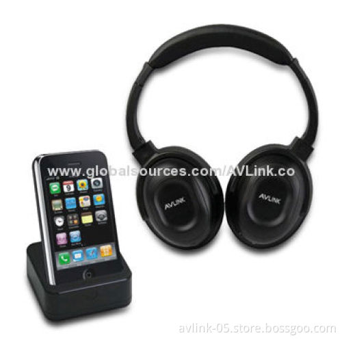 915MHz Wireless Stereo Headphone for iPod, with Docking Transmitter and Auto-turning Function